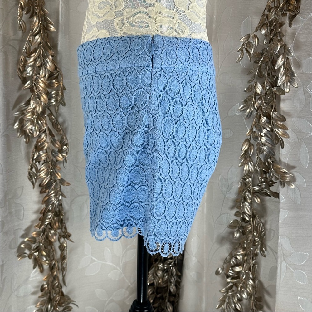 Loft Women’s Size 6 Blue Crochet Scallop Cottagecore Coquette Shorts - Picture 5 of 9